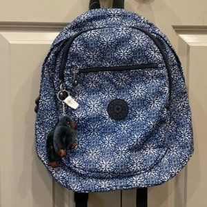 Kipling navy blue and white pattern small backpack
